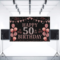 50Th Birthday Decorations for Women – Rose Gold 50Th Birthday Banner Backdrop 50