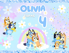 BLUE DOG PERSONALIZED KIDS PARTY DECOR BIRTHDAY CUSTOM NAME DECORATION BLUEY