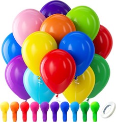 Assorted Rainbow Latex Balloons 100 Pack 12 inch Round Helium Bright