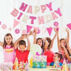 Felt Birthday Decorations, NO DIY, Pre-Strung 3D Felt Happy Birthday Banner w…