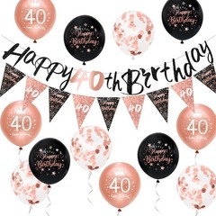 Women 40Th Birthday Decorations Black Rose Gold 40Th Birthday Party Decorations