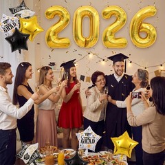16 Pcs Graduation Decorations 2026 Balloons Kit, 32 Inch 2026 Number Foil Bal…
