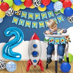 Two Infinity and Beyond Birthday Decorations Include Happy Birthday Banner Ba…