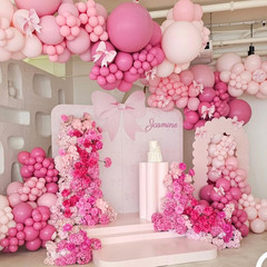 Pink Mixed Balloons Set, 12 Inch Hot Pink Pastel Light Baby Pink Metallic Pink L