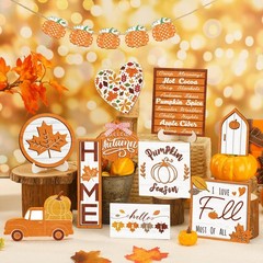 15 Pcs Thanksgiving Tiered Tray Decor Set Pumpkin Table Decor Rustic Thanksgi…