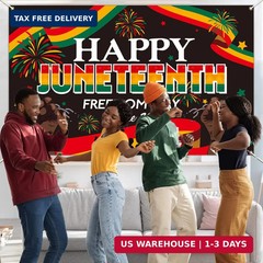 Happy Juneteenth Backdrop Banner 71 x 43 Inch June 19th Freedom Day Background P