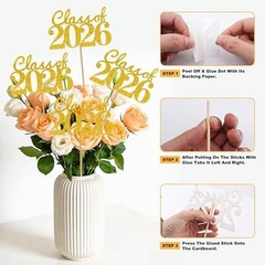 Graduation Decorations 2026, 12 PCS Graduation Centerpieces for Tables, Gold Gli