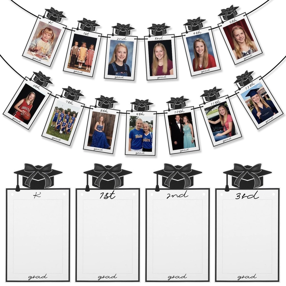 Black Bow Graduation Decorations 2026 Kindergarten to 12th Grade Graduation Phot