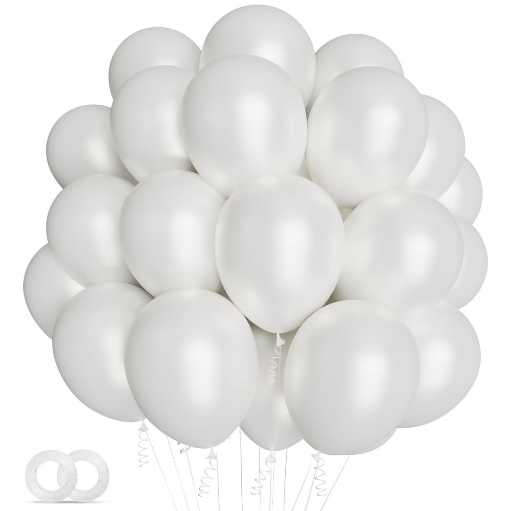 100pcs Pearl White Balloons 12 inch White Latex Party Balloons for Wedding En…