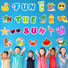 68 Pcs Fun in the Sun Summer Cutouts Tropical Bulletin Board Decorations Colorfu