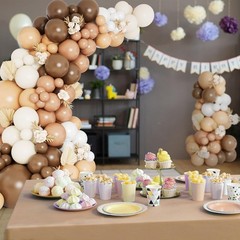 Brown Balloon Garland Arch Kit with Different Size Nude Coffee Brown Ivory Wh…