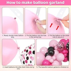153pcs Pink Black Balloon Garland Arch Kit, Different Sizes 18 12 10 5 inch P…