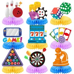 Family Game Night Party Decorations: 9Pcs Game Night Honeycomb Table Centerpi…