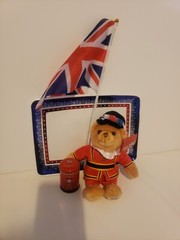 Kings Royal Coronation Bundle: 15cm Beefeater Plush Bear, British Tea Tin & Flag