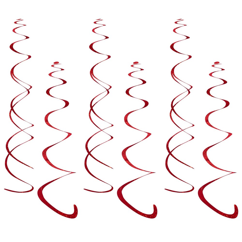 30PCS Hanging Swirl Party Decorations Shinny Foil Plastic Streamer Red