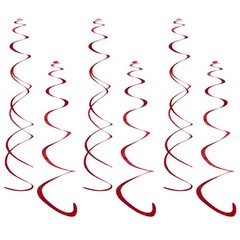 30PCS Hanging Swirl Party Decorations Shinny Foil Plastic Streamer Red