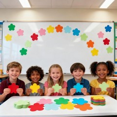 Flower Paper Cutouts Assorted Colors Classroom Bulletin Board Decor 117 PCS