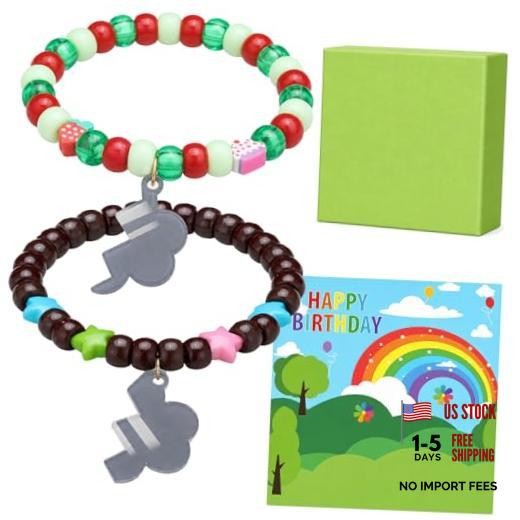 2pcs Rainbow Flowers Friendship Bracelets Matching Bracelets with Cards Game