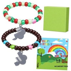 2pcs Rainbow Flowers Friendship Bracelets Matching Bracelets with Cards Game