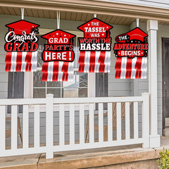 4 Sets Red Black and White Graduation Party Decorations 2024, Congrats Grad Clas
