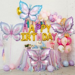 6 Pcs Butterfly Balloons, Butterfly Foil Mylar Balloon, Giant Colorful Butter…