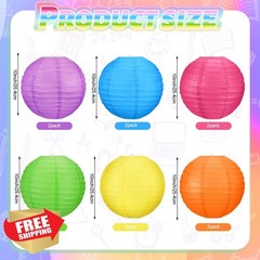 Retisee 12pk Neon Paper Lanterns Modern