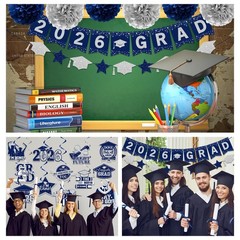 Graduation Banner Decorations,2026 Grad Banner and Congrats Grad Hanging Swir…