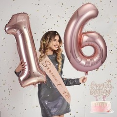 Rose Gold Sweet 16 Decorations: Crown, Sash, Candles & Cake Embellishments