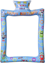 Fun Robot Themed Happy Birthday Inflatable Selfie Photo Frame Props for Pictures