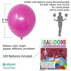 100 Count 9″ HeliumGrade Latex Balloons for Birthday, Baby Shower, Wedding