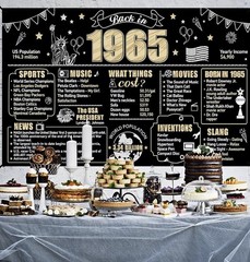 60th Birthday Decorations 1965 Banner Backdrop for Men & Women Party Decor
