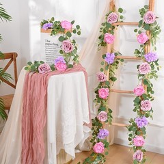 6 FT Artificial Flower Garland Real Touch Fake Pink Floral Rose Peony Garland