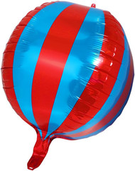 22 Inch 360 Degree 4D Stripe Blue Red Balloons, Aluminum Mylar Carnival Theme Pa