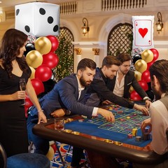 Kasyat 2 Set Casino Balloon Column Stand Kit Adjustable Red Black Gold Dice P…