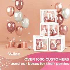 Baby Shower Boxes with Letters – White Boxes with Rose Gold Dusty Pink Sand &