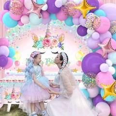 118Pcs Unicorn Birthday Decoration Set – Backdrop, balloons, Table Cloth