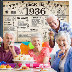 DARUNAXY 90th Birthday Party Decorations, Vintage Back in 1936 Banner 90 Year…