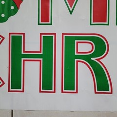 21×63″ Frances Meyer Reusable Plastic Giant “Merry Christmas” Banner 1992 Vtg