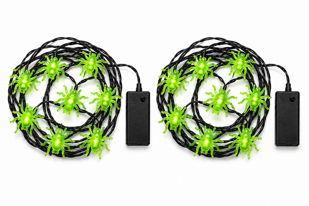 2PK Halloween LED String Lights Spider/Skull/Bat Outdoor Indoor Party Decor