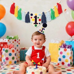 HODIHIWI Colourful Rainbow Dot 1st High Chair Banner Green Blue Yellow