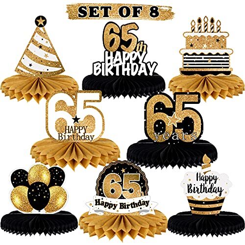 Happy 65th Birthday Table Honeycomb Centerpieces Cheers to 65th Birthday 65 Y…