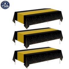 3 Pack Graduation Tablecloth Black Gold 54×108 inch Disposable Party Decorations