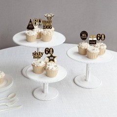 36PCS Happy 60Th Birthday Cupcake Toppers Double Sided Black Gold Sixty Hello 60