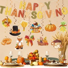 Thanksgiving Decor Set Banner & Hanging Swirls for Home,Office Party Decorations