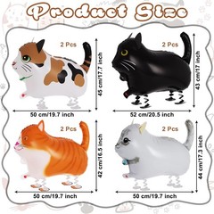 8 Pcs Walking Cat Balloons,Cat Balloons,Walking Animal Foil Mylar Balloon,Far…