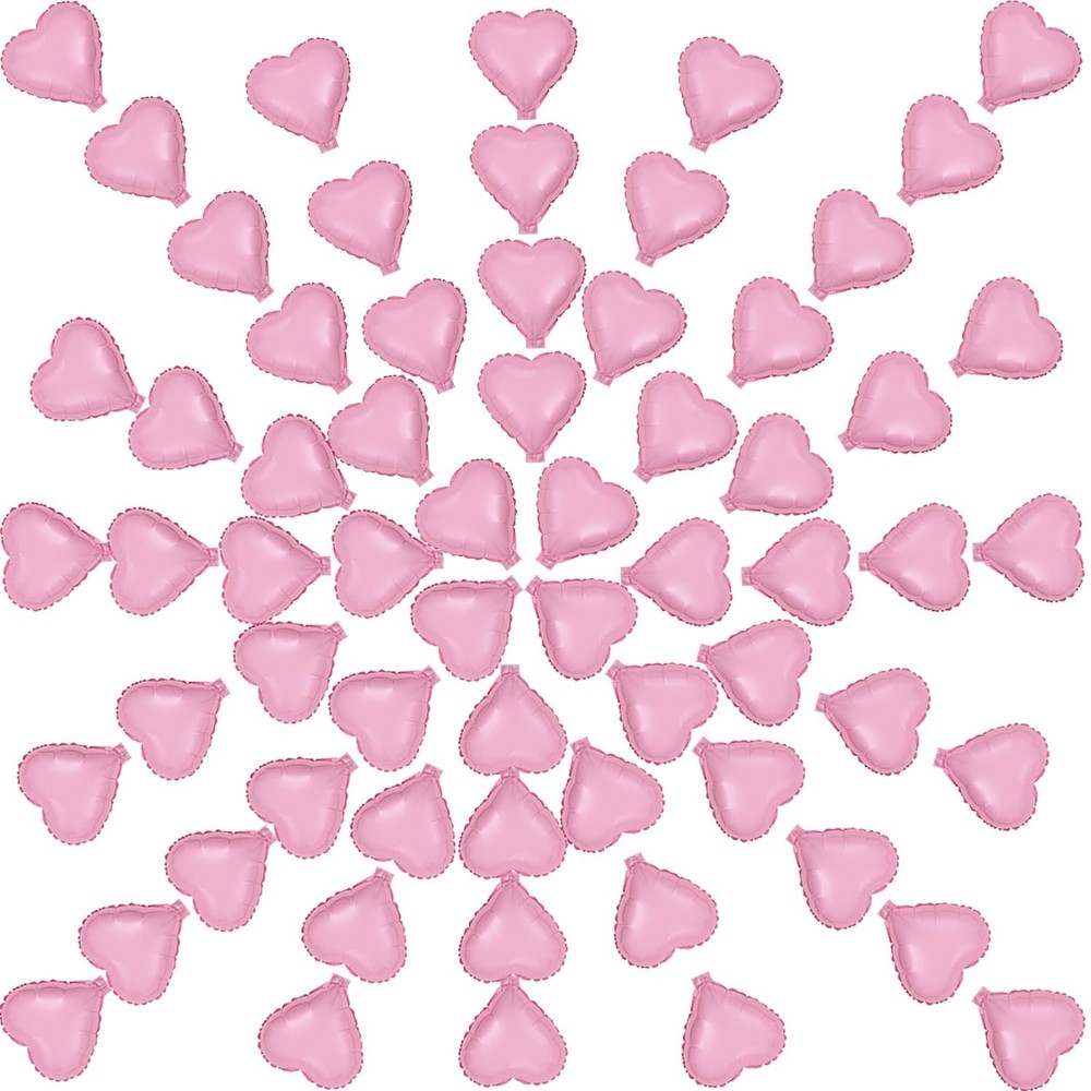 100Pcs 5» Valentine’s Day Foil Heart Shaped Balloons 5 Inch Heart Mylar Ball…