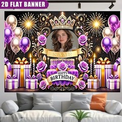 1pc Crown Flower Princess Personalized Birthday Custom Poster Tapestry Banner❀