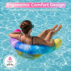 FindUWill Inflatable Pool Floats Chairs Adults, 2 Pack Fabric Floating Noodle…