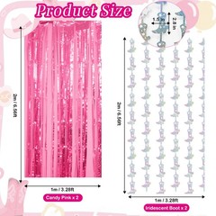 4 PCS Cowgirl Party Decorations 2 Boot Silver Metallic Tinsel 2 Pink Backdrops