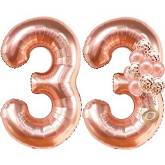, Rose Gold 33 Balloon Numbers – 40 Inch | 33 Birthday Decorations for Women …